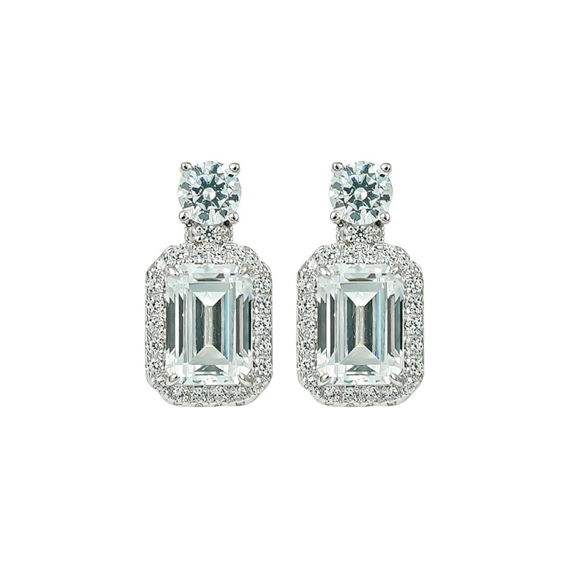 XIUSHU White Cubic Zirconia Perfume Bottle Stud Earrings Sterling Silver