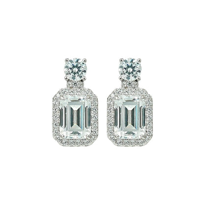 XIUSHU White Cubic Zirconia Perfume Bottle Stud Earrings Sterling Silver